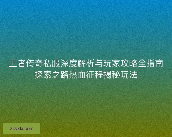 王者传奇私服深度解析与玩家攻略全指南探索之路热血征程揭秘玩法
